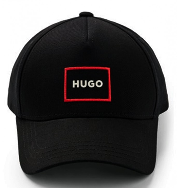 Hugo Cap Men-X 576_D-13 aus Baumwoll-Twill mit rot eingerahmtem Logo schwarz 001