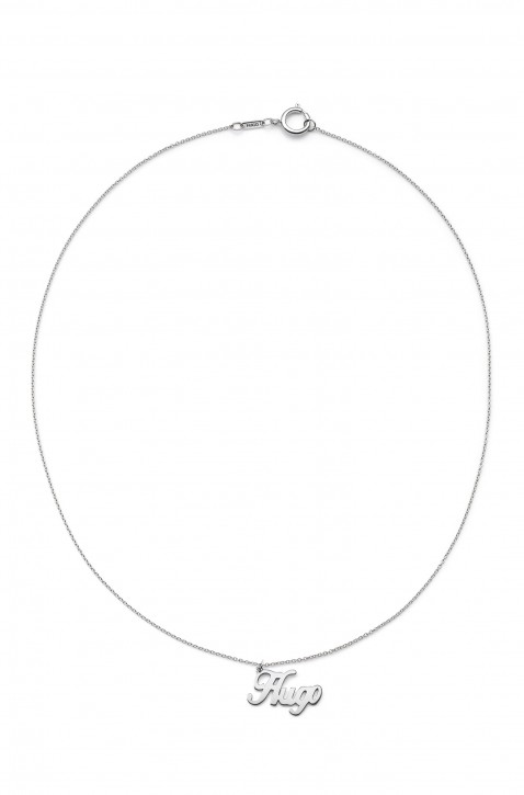 HUGO Halskette E-HUGO-NECKLACE aus glänzend poliertem Edelstahl mit Logo-Anhänger