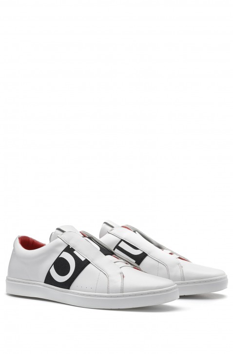 HUGO Ledersneaker Post_Slon_ltel mit markantem Logo weiss 100