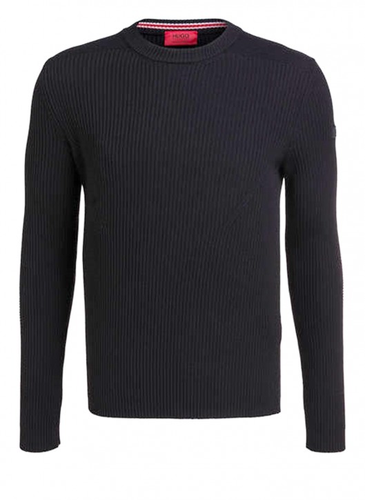 HUGO Pullover SLOGEN aus Schurwolle mit Military-Details Farbe anthrazit 015