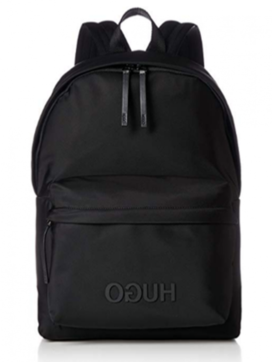 HUGO Rucksack RECORD_BACKPACK aus Nylon-Gabardine mit spiegelverkehrtem Logo-Aufnäher