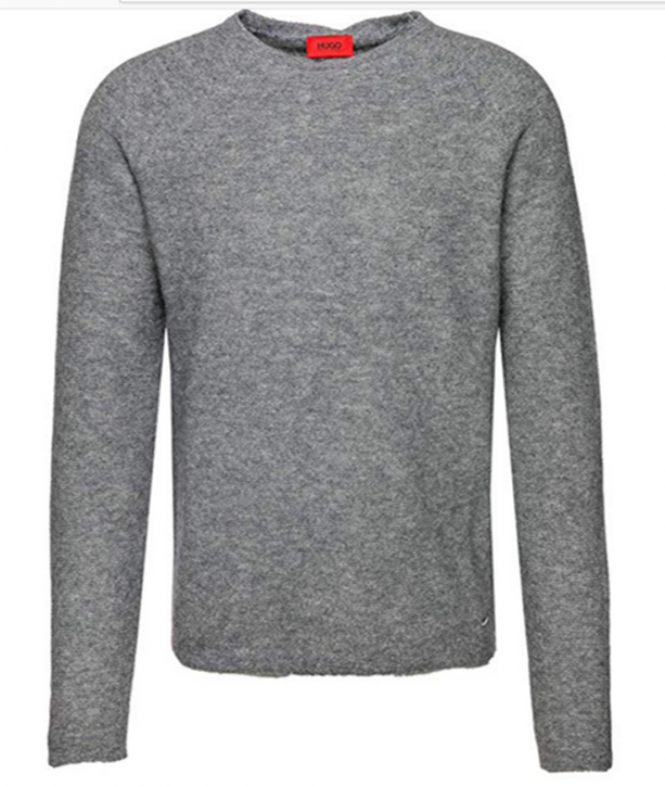 HUGO Rundhalsausschnitt Pullover SAMARETTO mit Raglanarm Farbe grau 035