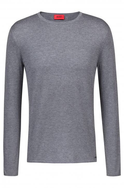 HUGO Pullover SAN BASTIO aus Baumwoll-Mix mit Seide grau 081