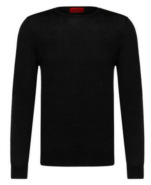 HUGO Slim-Fit Pullover aus feinem Schurwoll-Mix 'San Lorenzo'Farbe schwarz 001 XXL