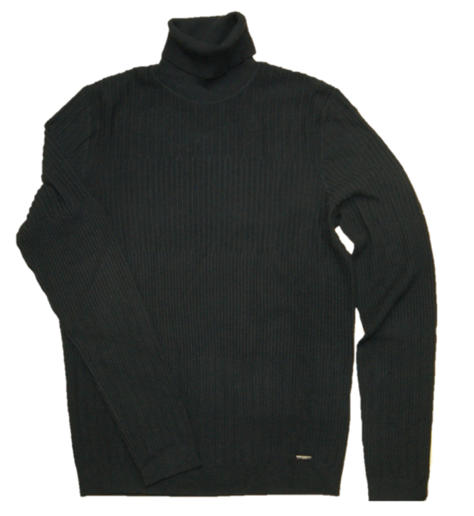 HUGO Rollkragen Pullover SBLOCK mit verschiedenen Ripp-Strukturen schwarz 001