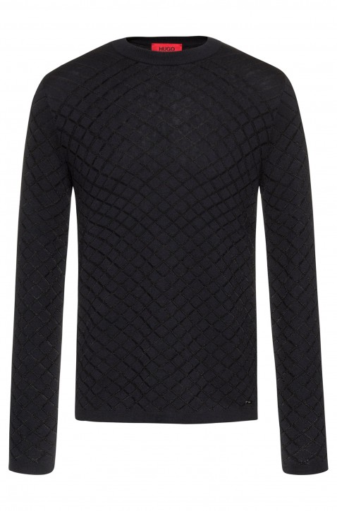 HUGO Pullover SCAMUN  aus strukturiertem Jacquard Farbe schwarz 001