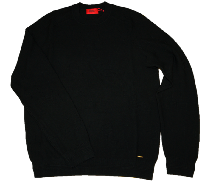 HUGO Pullover SUBONO mit Hugo Jaquard Muster schwarz 001