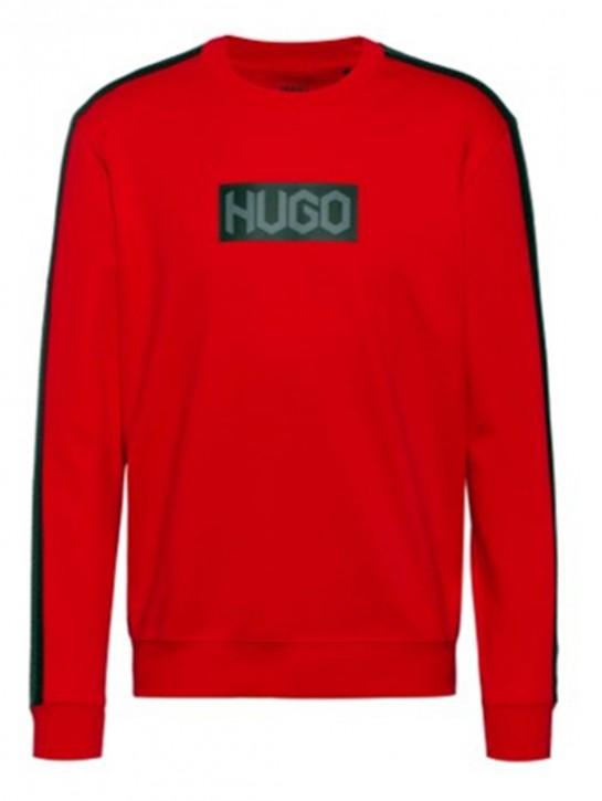 HUGO Baumwoll-Sweatshirt Dubeshi aus French Terry mit Reifenprofil-Logos  rot 693 M