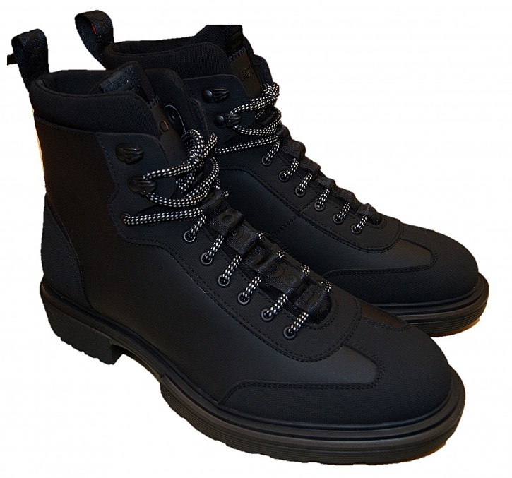 Hugo Boss Schnürstiefeletten DART_HALB_rbwt aus Veloursleder mit Neopren-Details schwarz 001