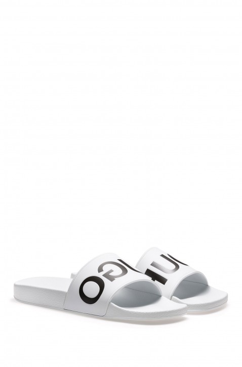 HUGO Bade-Slipper Timeout_Slip_rb aus Material-Mix mit spiegelverkehrtem Logo Farbe weiss 100