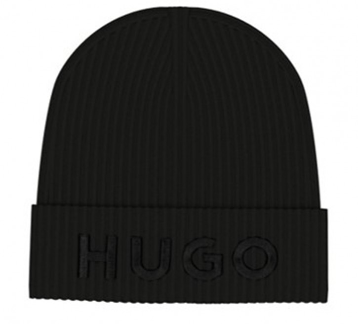 Hugo Unisex-Mütze Unisex-X565-3 aus Schurwolle mit Logo-Stickerei schwarz 001