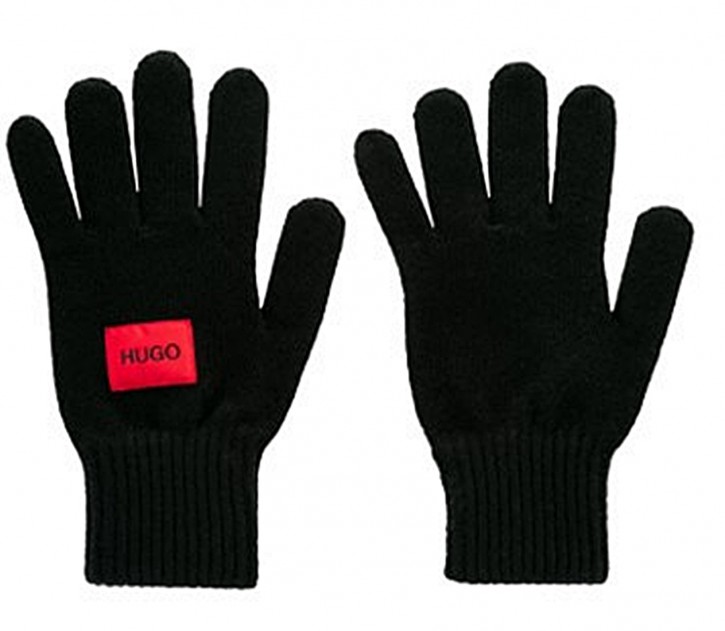 Hugo Boss Handschuhe Waff aus Schurwoll-Mix mit Logo schwarz 001