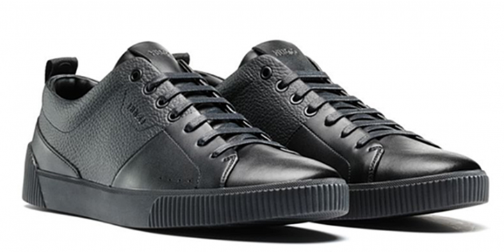 HUGO Sneakers Zero_Tenn_plgr im Tennis-Stil aus glattem und genarbtem Leder schwarz 001