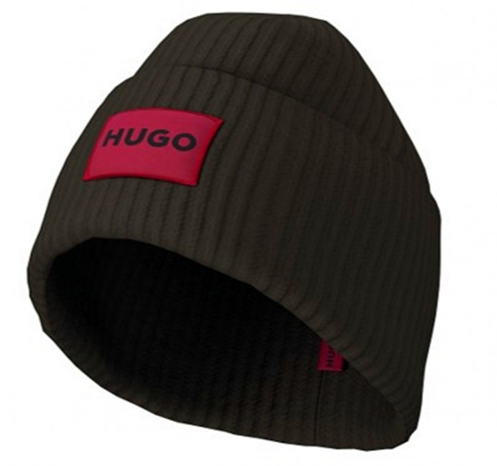 Hugo Mütze XAFF 5 aus Woll-Mix mit rotem Logo-Etikett oliv 303