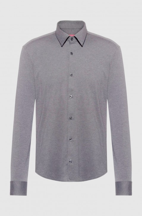 HUGO Meliertes Slim-Fit Hemd ERMO aus Stretch-Jersey grau 016