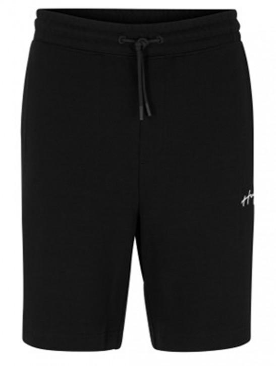 Hugo Relaxed-Fit Shorts Dampinas aus Baumwoll-Terry mit handgeschriebenem Logo schwarz 001