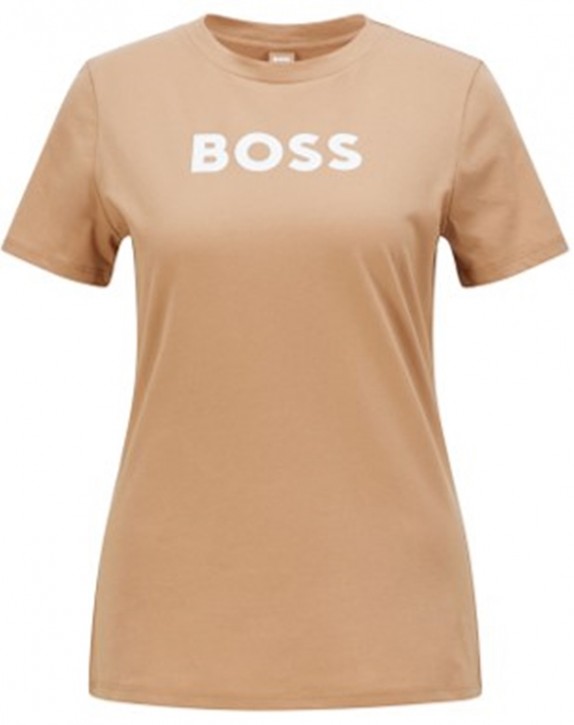 Hugo Boss C_Elogo_5 Damen T-Shirt mit weißem Logo-Schriftzug beige 260 S