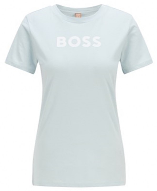 Hugo Boss C_Elogo_5 Damen T-Shirt mit weißem Logo-Schriftzug hellblau 417 S