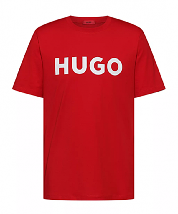 Hugo Boss Herren T-Shirt Dulivio Regular-Fit aus Baumwoll-Jersey mit Kontrast-Logo Rot 693 M