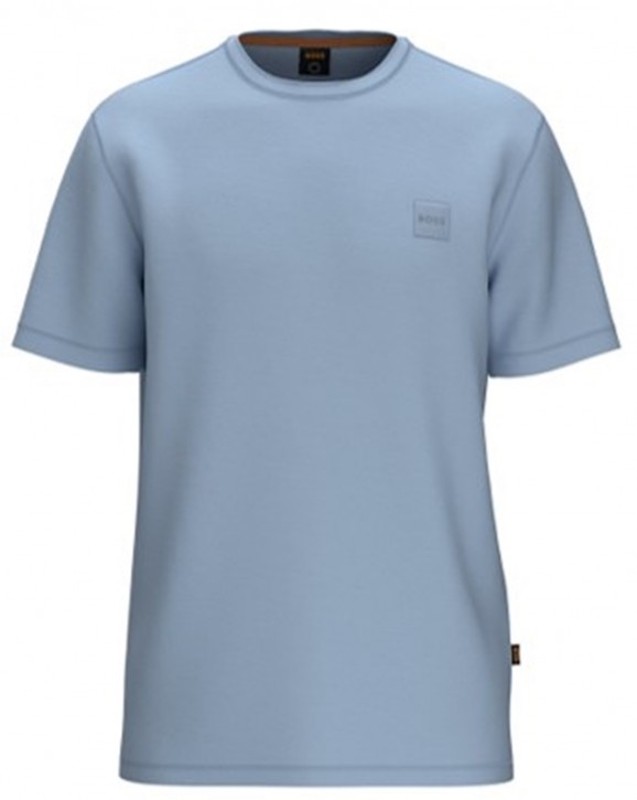 Hugo Boss Herren Rundhals T-Shirt TEGOOD mit Label patch auf der Brust hellblau 487