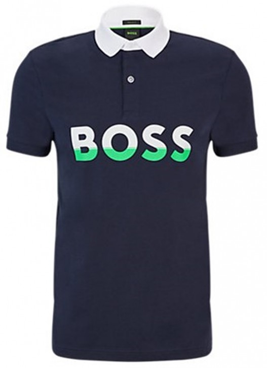 Hugo Boss Poloshirt Pavel aus Baumwoll-Mix mit Colour-Block-Logo dunkelblau 402