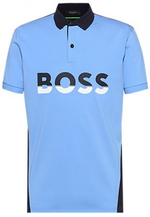 Hugo Boss Poloshirt Pavel aus Baumwoll-Mix mit Colour-Block-Logo hellblau 439
