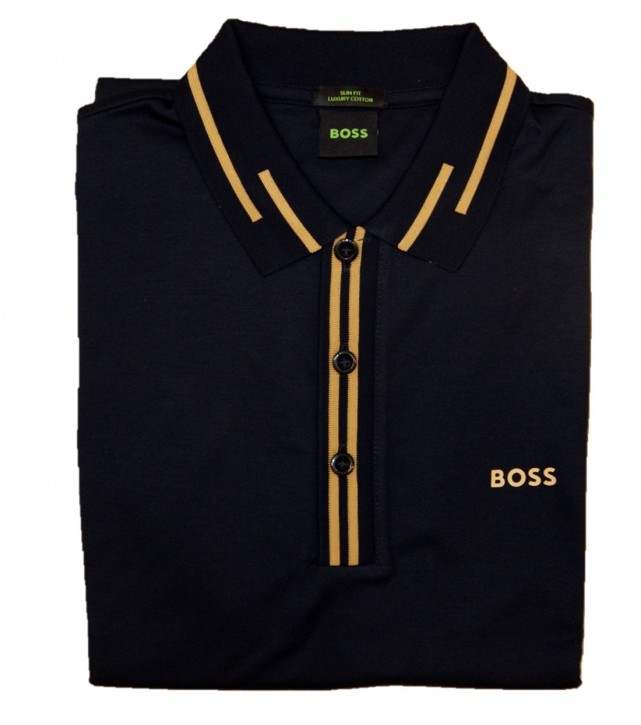 Hugo Boss Poloshirt Paule 1 mit sportlichen Streifen an der Knopfleiste Blau 402 XXXL