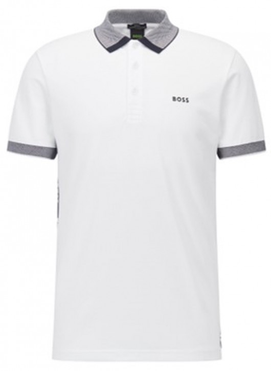 Boss Slim-Fit Poloshirt Paule aus Baumwoll-Mix mit kontrastierende Besätze Weiß 100