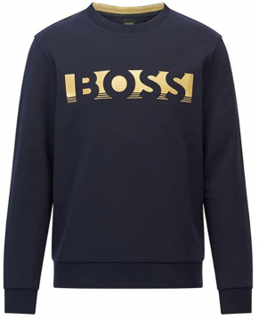Hugo Boss Salbo 1 Sweatshirt mit Logo-Schriftzug auf der Brust dunkelblau 402