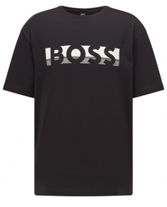 Hugo Boss Tee 1 Relaxed-Fit T-Shirt aus Baumwolle mit Colour-Block-Logo Schwarz 001