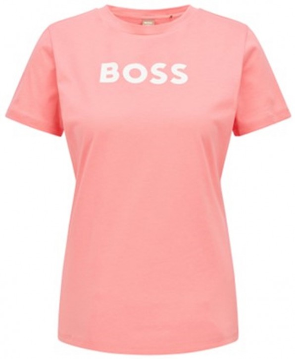 Hugo Boss C_Elogo_5 Damen T-Shirt mit weißem Logo-Schriftzug pink 663 S