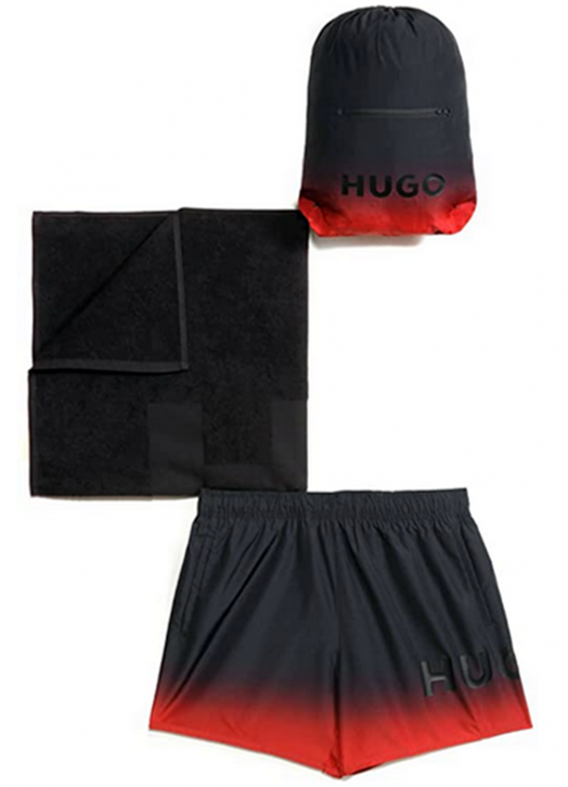 Hugo Strand-Set CRUISE mit Badeshorts, Handtuch und Tasche  schwarz 001 XXL