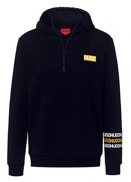 HUGO Kapuzen-Sweatshirt Dozzi aus Baumwolle mit Reifenprofil-Logos  schwarz 001