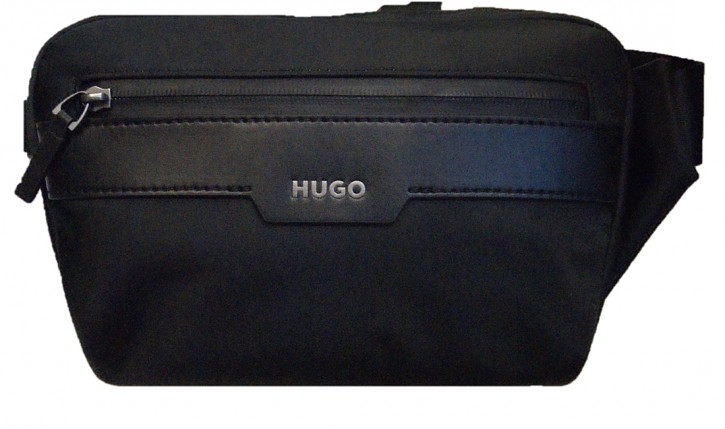 Hugo Men Luxown_Waistbag Gürteltasche mit grauem Logo-Schriftzug Schwarz 001