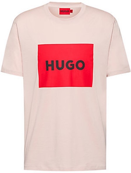 Hugo T-Shirt Dulive222 aus Baumwolle mit rotem Logo-Etikett hell pink 683 M