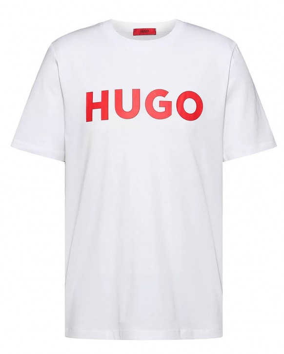 Hugo Regular-Fit T-Shirt Dulivio aus Baumwoll-Jersey mit Kontrast-Logo Weiß 100