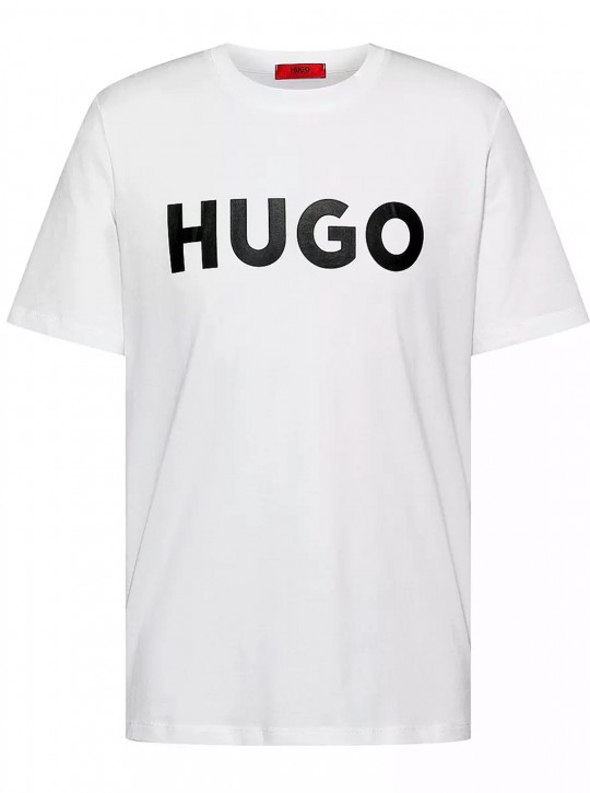 Hugo Regular-Fit T-Shirt Dulivio aus Baumwoll-Jersey mit Kontrast-Logo Weiß 120