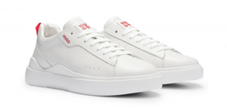 Hugo Ledersneakers Blake_Tenn_lt mit Stack-Logo-Akzent weiß 100