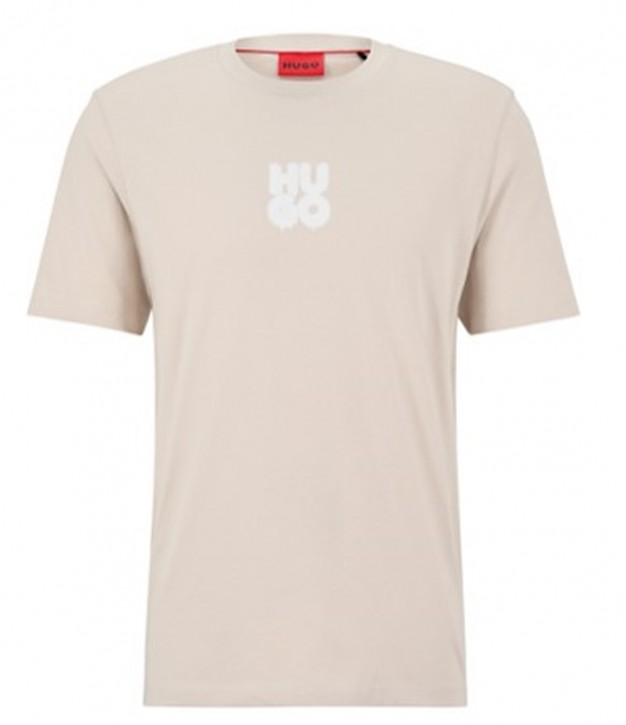 Hugo T-Shirt Decali aus Baumwoll-Jersey mit Stack-Logo im Graffiti-Stil beige 274