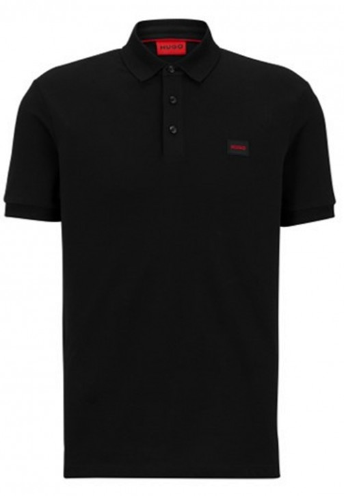 Hugo Slim-Fit Poloshirt Dereso232 aus Baumwoll-Piqué mit rotem Logo-Label  schwarz 007