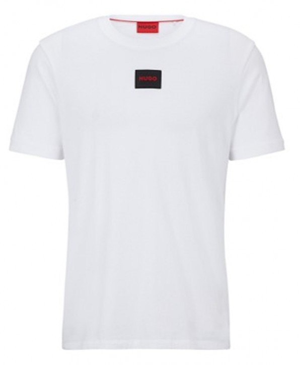 HUGO Baumwoll-T-Shirt Diragolino212 mit regulärer Passform und schwarzem Logo-Etikett Weiß 127