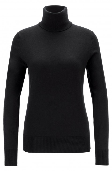 BOSS Rollkragen Pullover IDDINIAS aus Baumwoll-Mix mit Seide und Kaschmir schwarz