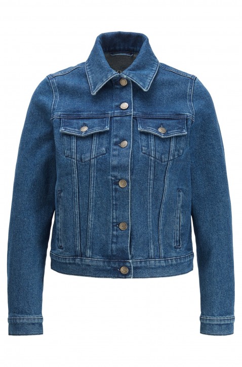 BOSS Regular-Fit Jacke J90 COMPTON aus Stretch-Denim mit Logo hinten