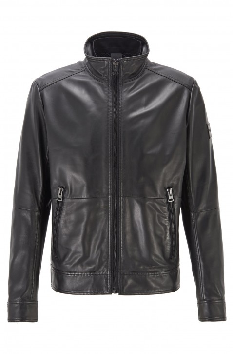 BOSS Slim-Fit Pilotenjacke JOLES  aus Leder schwarz 001