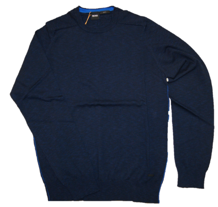 BOSS Pullover KABRIO  aus gestrickter Baumwolle mit Paspel-Details dunkelblau