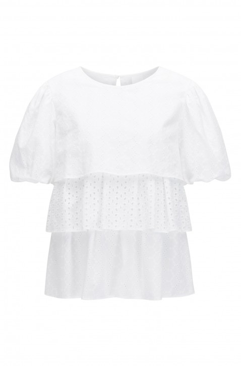 BOSS Gestuftes Top Kaliga aus Baumwolle mit gestickter Lochspitze weiss 100