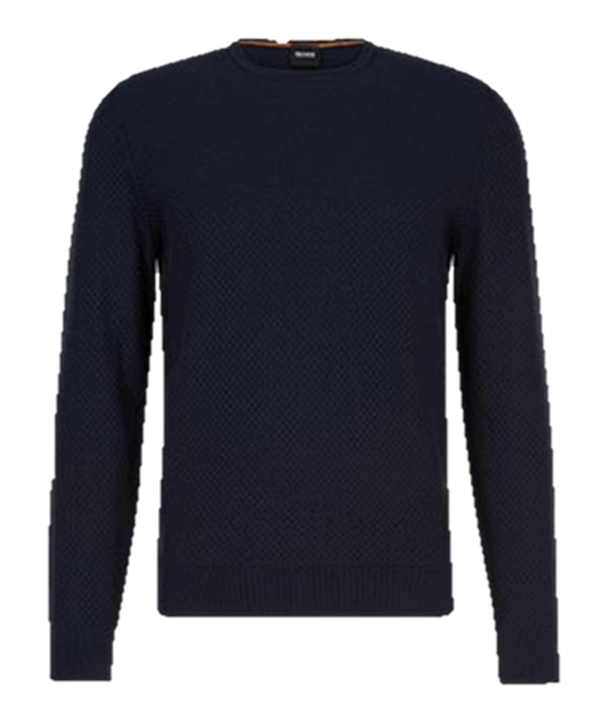 HUGO BOSS Pullover KOMALLO aus strukturiertem Jacquard Farbe schwarz 001