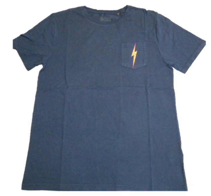 LIGHTNING BOLT Herren T-shirt mit Logo Brusttasche und Rückenprint Logo Bolt M