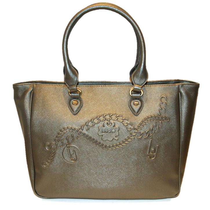 LIU JO TASCHE SHOPPING L CORALLO FARBE GUN METAL 90011