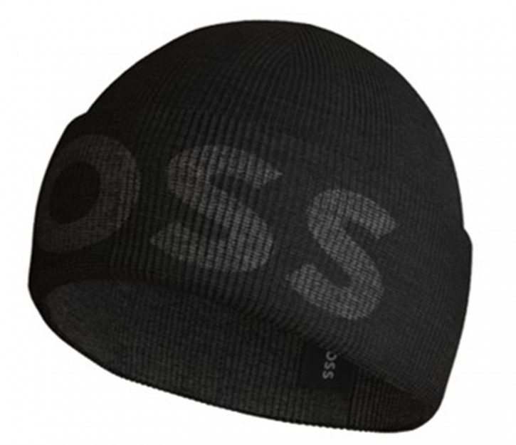 Boss Mütze Lamico_Hat aus Baumwolle und Wolle mit Strick-Logo schwarz 001